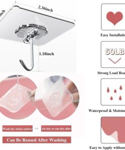 Alternative view of Adhesive Wall Hooks for Hanging Heavy Duty 50 lbs Large Hooks for Walls No Damage. Towel Sticky Clear Hook. Waterproof. Home. Bathroom. Kitchen. Office. and Outdoor 10 Pack