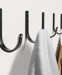 Wall Hooks for Hanging Towel/Coat - 22LB Screw in Metal Hanger Wall Mount. for Outdoor. Closet. Door. Bathrooms. for Backpack. Robe. Black 5 Pack